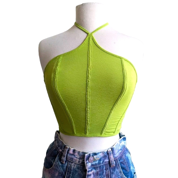 UO Crop Top 💚 Strappy & Stretchy US Juniors Large Urban Outfitters - Picture 1 of 8